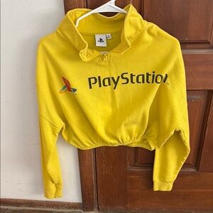 Playstation Crop Top Yellow Hoodie